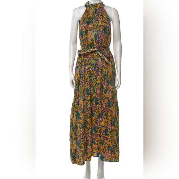 CLEOBELLA Teal Yellow Floral Maxi Dress Sz L NWT - Picture 1 of 8